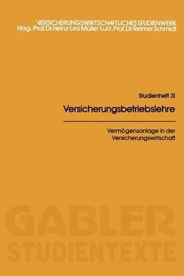 bokomslag Vermgensanlage in der Versicherungswirtschaft