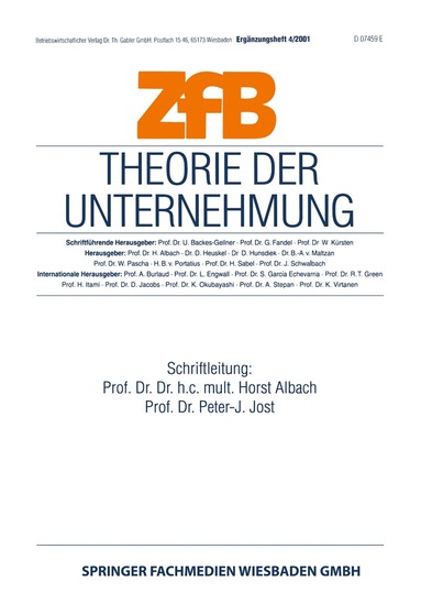 Horst Albach, Peter-J. Jost - Theorie der Unternehmung, Häftad