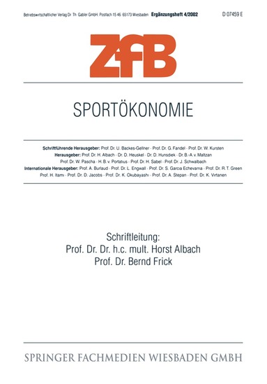 Horst Albach, Bernd Frick - Sportökonomie, Häftad