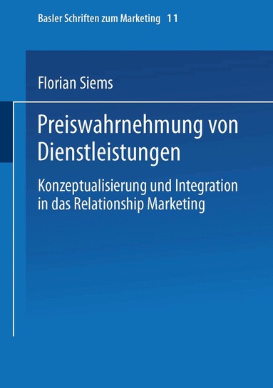 Florian Siems - Preiswahrnehmung von Dienstleistungen, Häftad