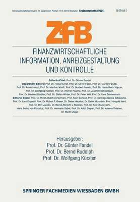 bokomslag Finanzwirtschaftliche Information, Anreizgestaltung und Kontrolle