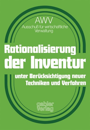 Kenneth A. Loparo, Awv, J. Springer - Rationalisierung der Inventur unter Berücksichtigung neuer Techniken und Verfahren, Häftad