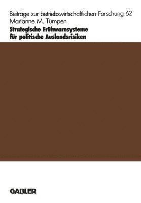bokomslag Strategische Frühwarnsysteme für politische Auslandsrisiken