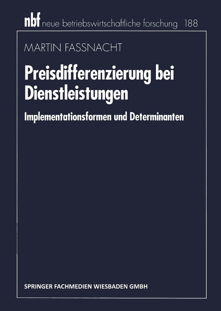 Martin Fassnacht - Preisdifferenzierung bei Dienstleistungen, Häftad
