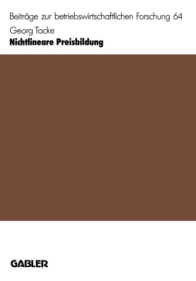 Georg Tacke - Nichtlineare Preisbildung, Häftad