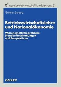 bokomslag Betriebswirtschaftslehre und Nationalkonomie