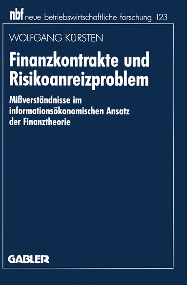 bokomslag Finanzkontrakte und Risikoanreizproblem