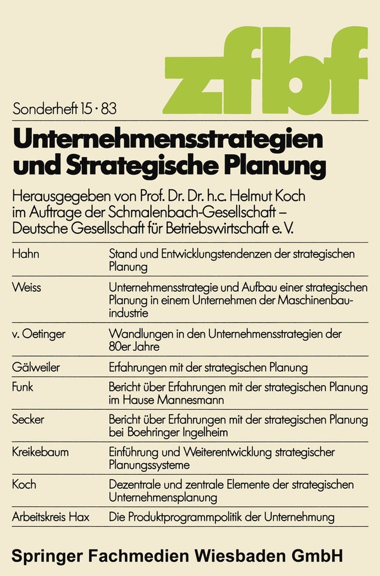 Helmut Koch, Helmut Koch - Unternehmensstrategien und strategische Planung, Häftad
