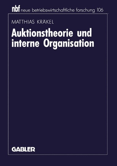 bokomslag Auktionstheorie und interne Organisation