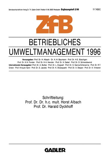 Harald Dyckhoff - Betriebliches Umweltmanagement 1996, Häftad