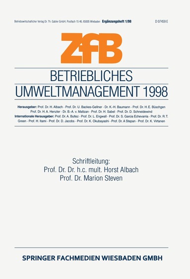 Horst Albach, Marion Steven - Betriebliches Umweltmanagement 1998, Häftad