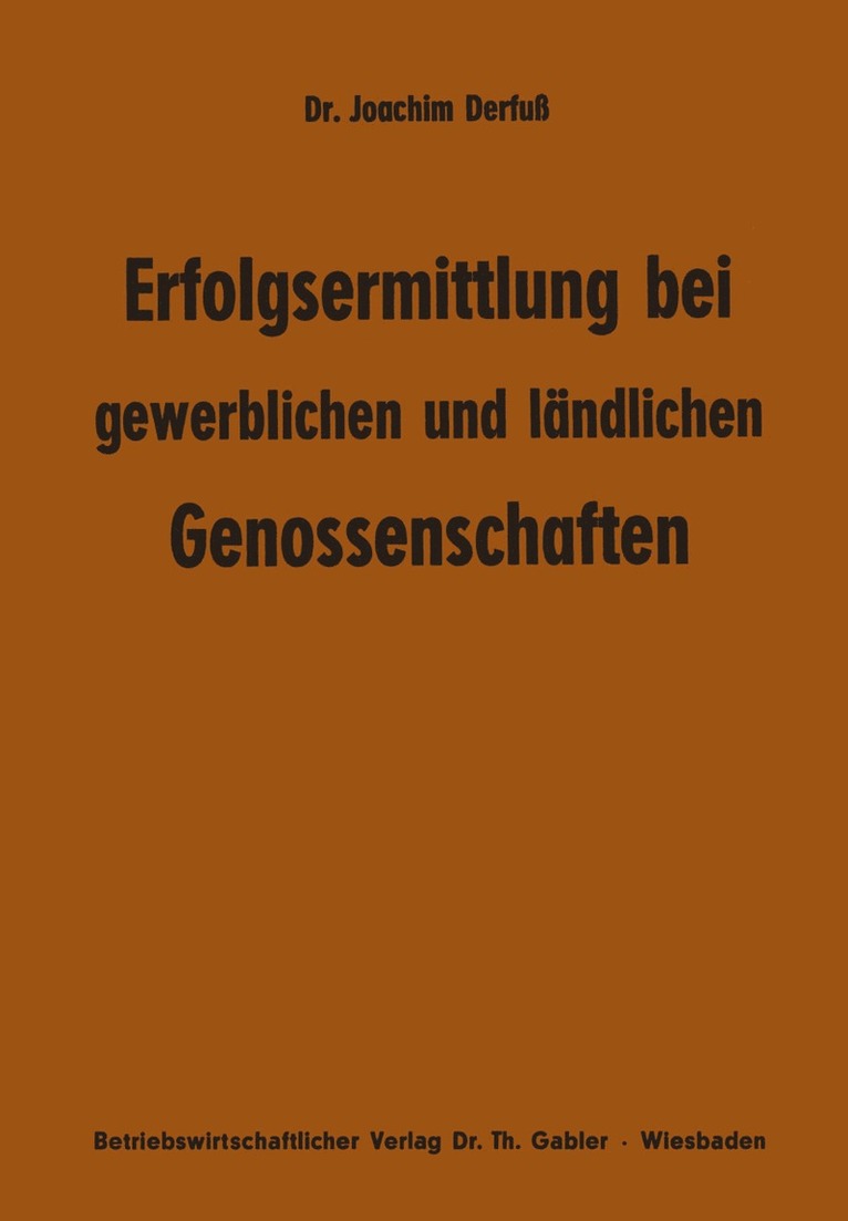 Joachim Derfuss - Erfolgsermittlung bei gewerblichen und ländlichen Genossenschaften, Häftad