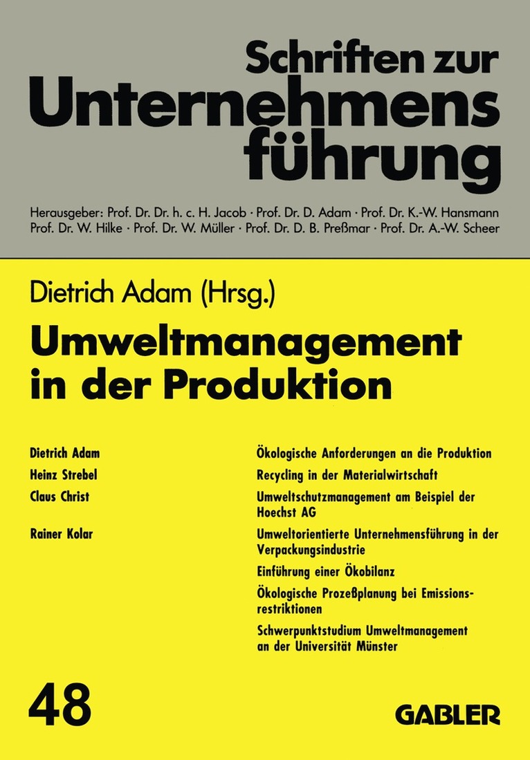 Dietrich Adam - Umweltmanagement in der Produktion, Häftad