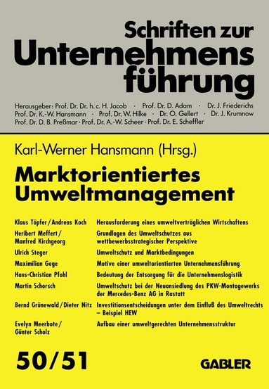 Karl Werner Hansmann - Marktorientiertes Umweltmanagement, Häftad