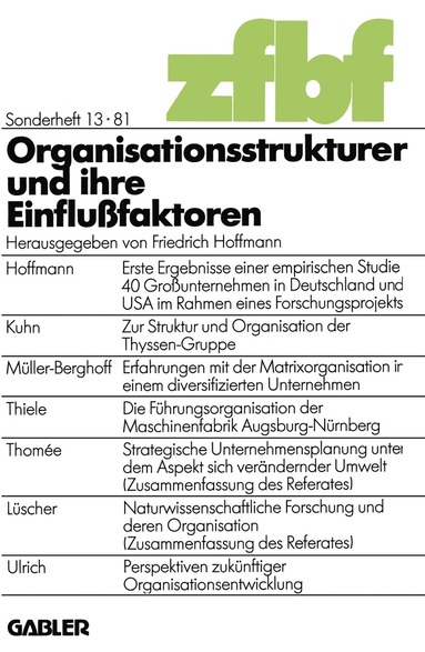 bokomslag Organisationsstrukturen und ihre Einflußfaktoren