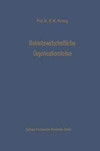 bokomslag Betriebswirtschaftliche Organisationslehre