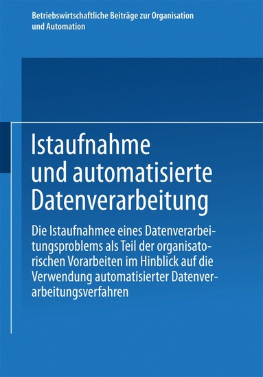 bokomslag Istaufnahme und automatisierte Datenverarbeitung