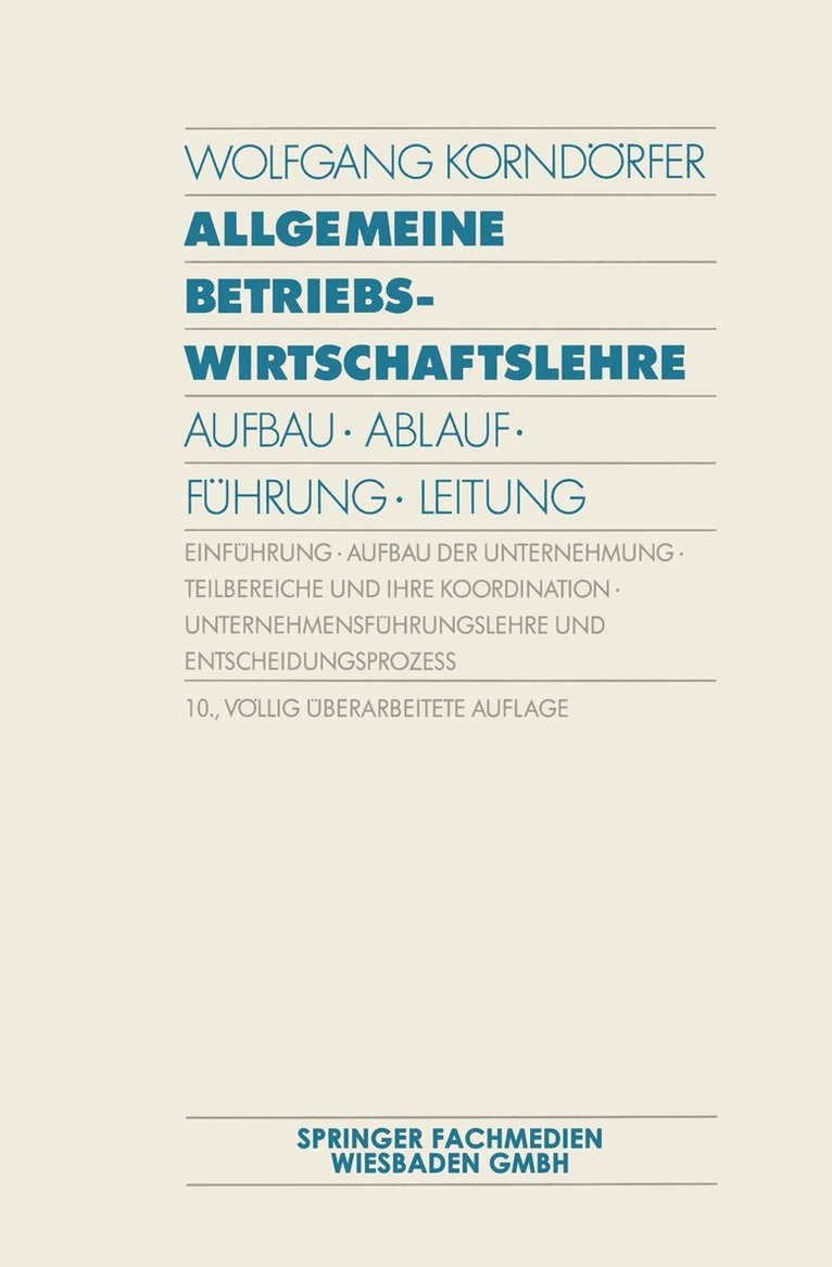 Wolfgang Korndörfer - Allgemeine Betriebswirtschaftslehre, Häftad