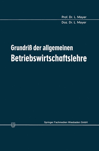 bokomslag Grundriß der allgemeinen Betriebswirtschaftslehre