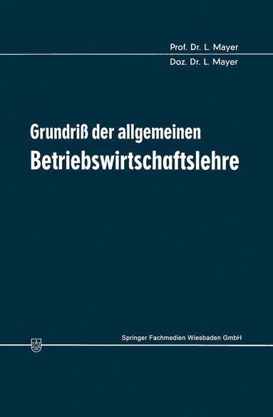 bokomslag Grundri der allgemeinen Betriebswirtschaftslehre