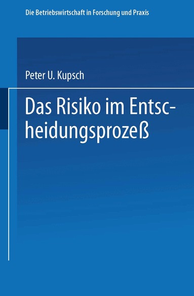 Peter Kupsch - Das Risiko im Entscheidungsprozeß, Häftad