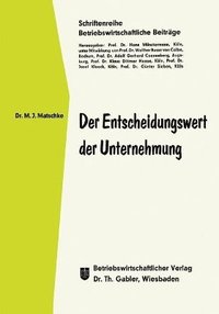 bokomslag Der Entscheidungswert der Unternehmung