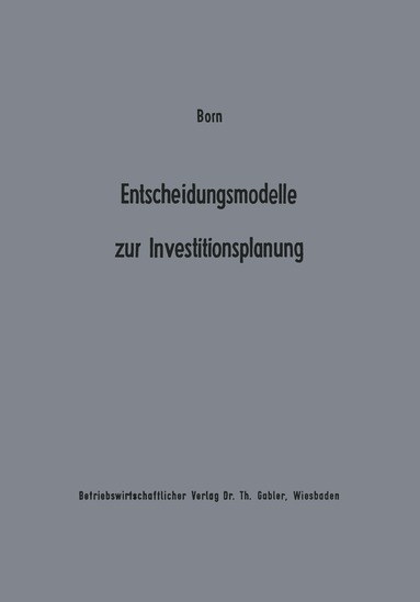 Axel Born - Entscheidungsmodelle zur Investitionsplanung, Häftad