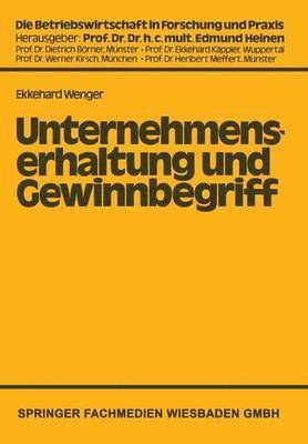 bokomslag Unternehmenserhaltung und Gewinnbegriff