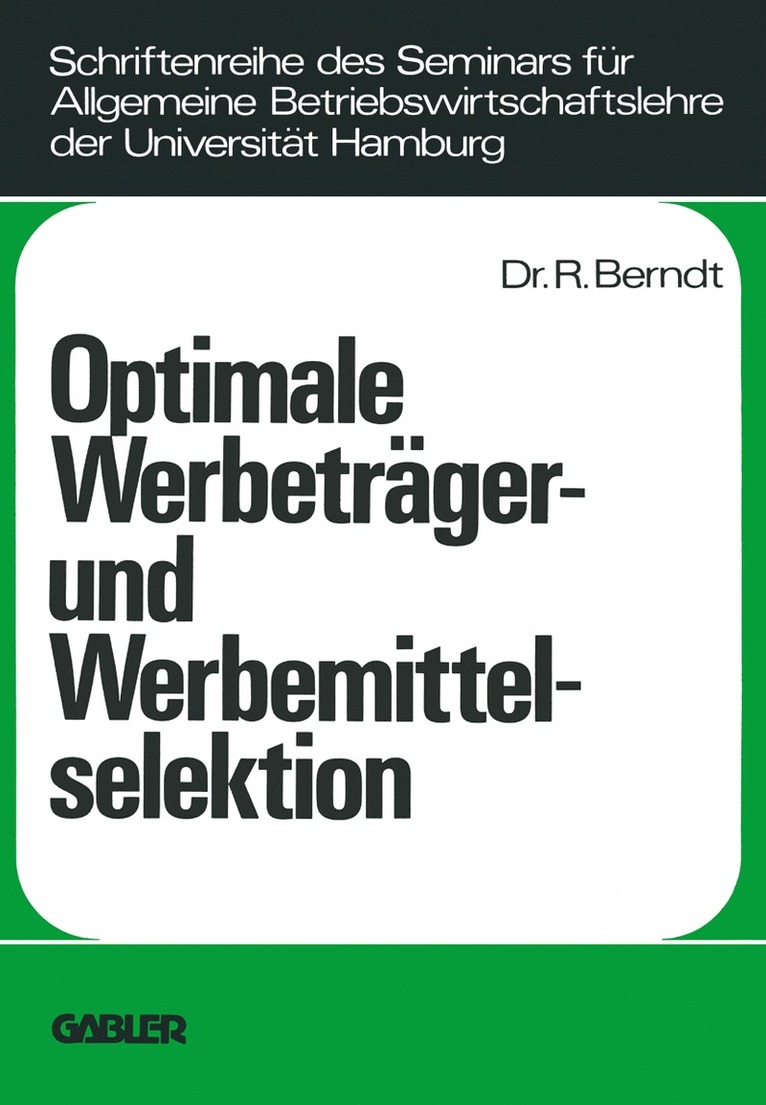 Ralph Berndt - Optimale Werbeträger- und Werbemittelselektion, Häftad