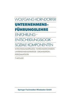 Wolfgang Korndörfer - Unternehmensführungslehre, Häftad