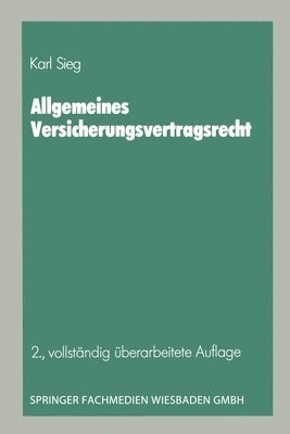 bokomslag Allgemeines Versicherungsvertragsrecht