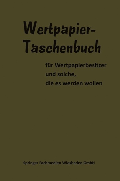 bokomslag Wertpapier Taschenbuch