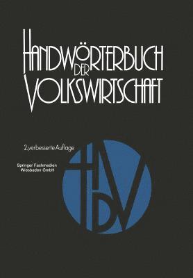 bokomslag Handwrterbuch der Volkswirtschaft