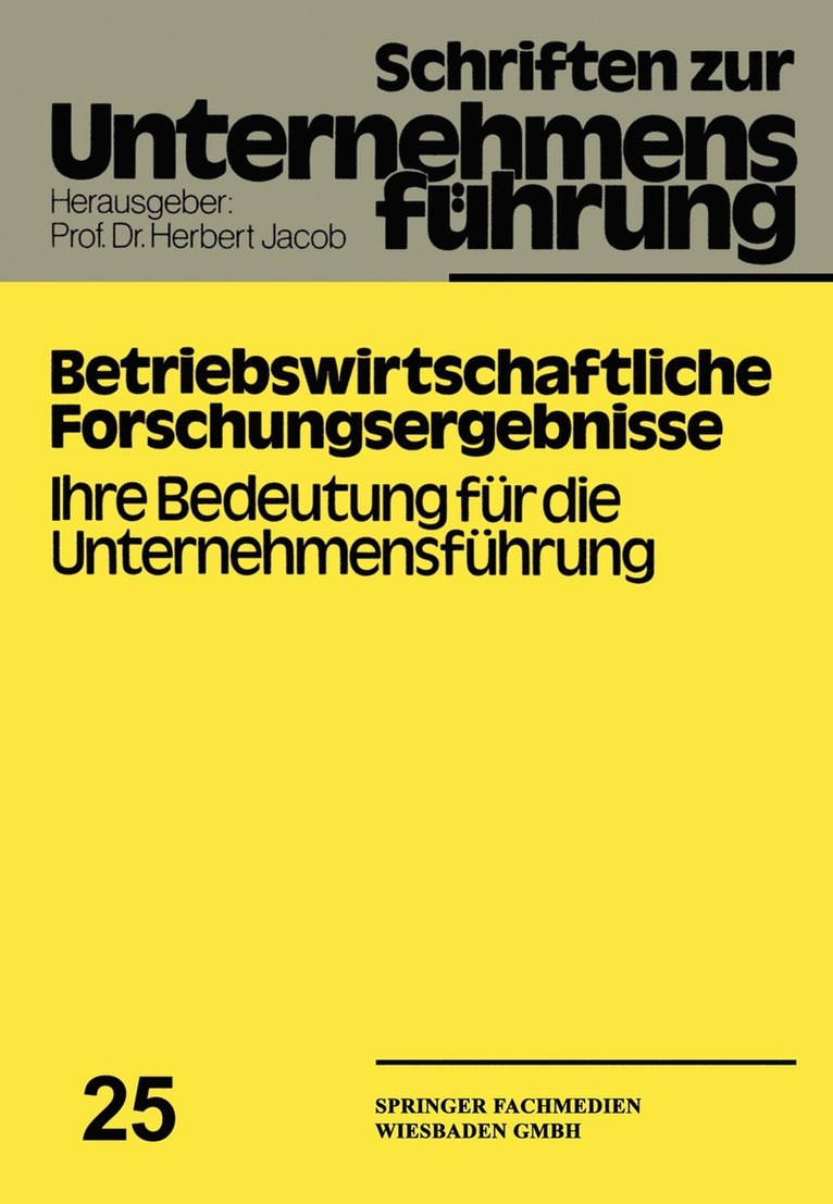 Betriebswirtschaftliche Forschungsergebnisse 1