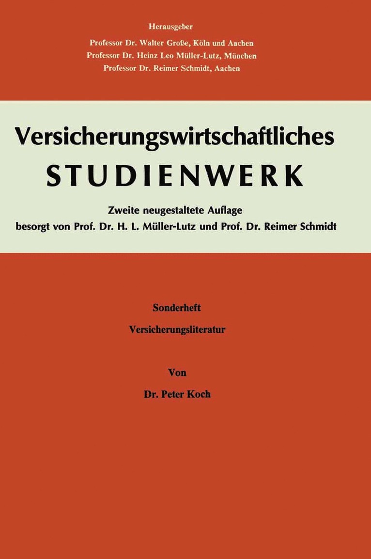 Einfhrung in das Versicherungs-Schrifttum 1