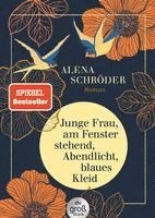 bokomslag Junge Frau, am Fenster stehend, Abendlicht, blaues Kleid