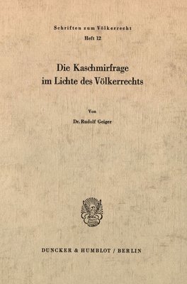 bokomslag Die Kaschmirfrage Im Lichte Des Volkerrechts