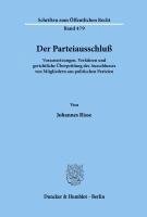 bokomslag Der Parteiausschluss: Voraussetzungen, Verfahren Und Gerichtliche Uberprufung Des Ausschlusses Von Mitgliedern Aus Politischen Parteien