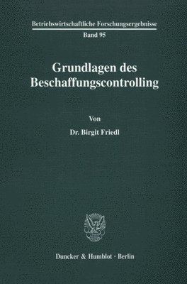 bokomslag Grundlagen Des Beschaffungscontrolling