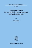 bokomslag Beteiligung Dritter Bei Beschlussfassung Und Kontrolle Im Gesellschaftsrecht