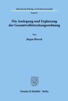 bokomslag Die Auslegung Und Erganzung Der Gesamtvollstreckungsordnung