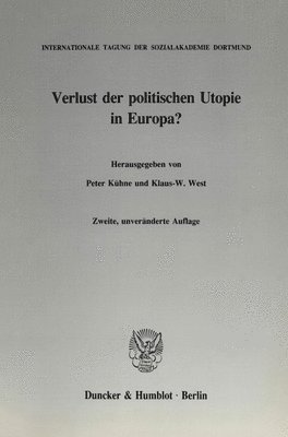 bokomslag Verlust Der Politischen Utopie in Europa?
