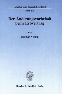 bokomslag Der Anderungsvorbehalt Beim Erbvertrag