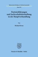 bokomslag Parteierklarungen Und Sachverhaltsfeststellung in Der Hauptverhandlung