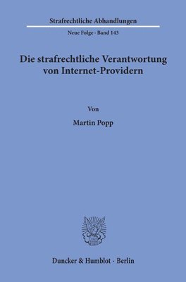 bokomslag Die Strafrechtliche Verantwortung Von Internet-Providern
