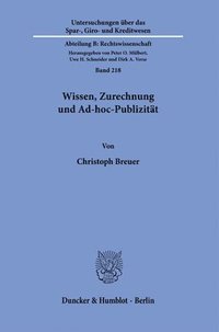 bokomslag Wissen, Zurechnung Und Ad-Hoc-Publizitat