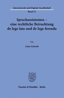 bokomslag Sprachassistenten - Eine Rechtliche Betrachtung de Lege Lata Und de Lege Ferenda