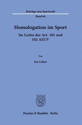 bokomslag Homologation im Sport.