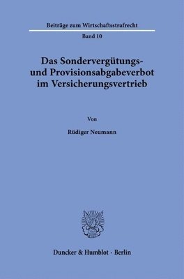 bokomslag Das Sondervergutungs- Und Provisionsabgabeverbot Im Versicherungsvertrieb