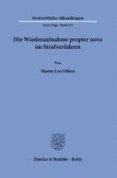 Duncker &. Humblot, Hanna Lea Göken - Die Wiederaufnahme Propter Nova Im Strafverfahren, Häftad